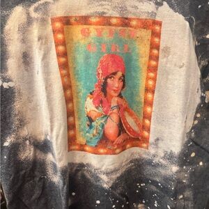 Jerzees Short Sleeve Tee with Gypsy Girl Graphic - Blue and White